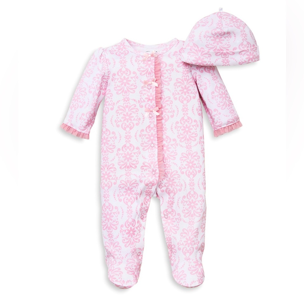 🌟3 for $19🌟 NWT Damask Print Footie & Hat Set